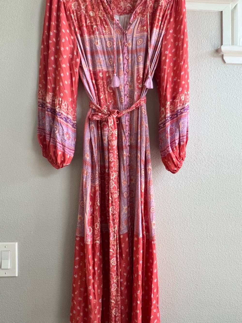 Spell Coral and Lavender Floral Maxi Dress - Picture 2 of 6